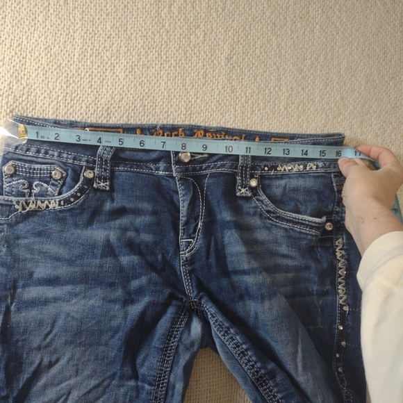 Rock Revival Erin Easy Skinny Low Rise Jeans 30 Grunge Punk Bling Casual - Picture 6 of 11
